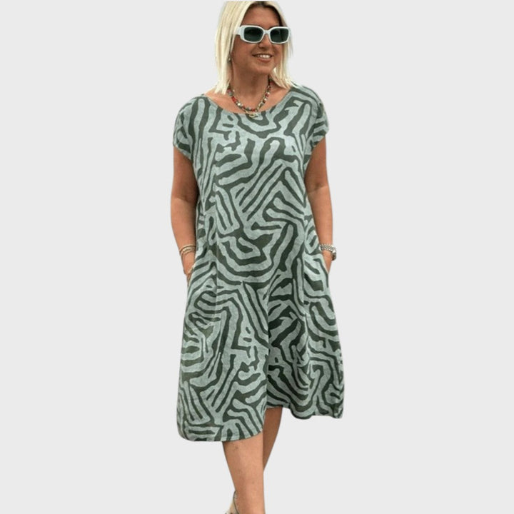 Giselle | Sommerkjole med Rund Udringning og Smukt Print