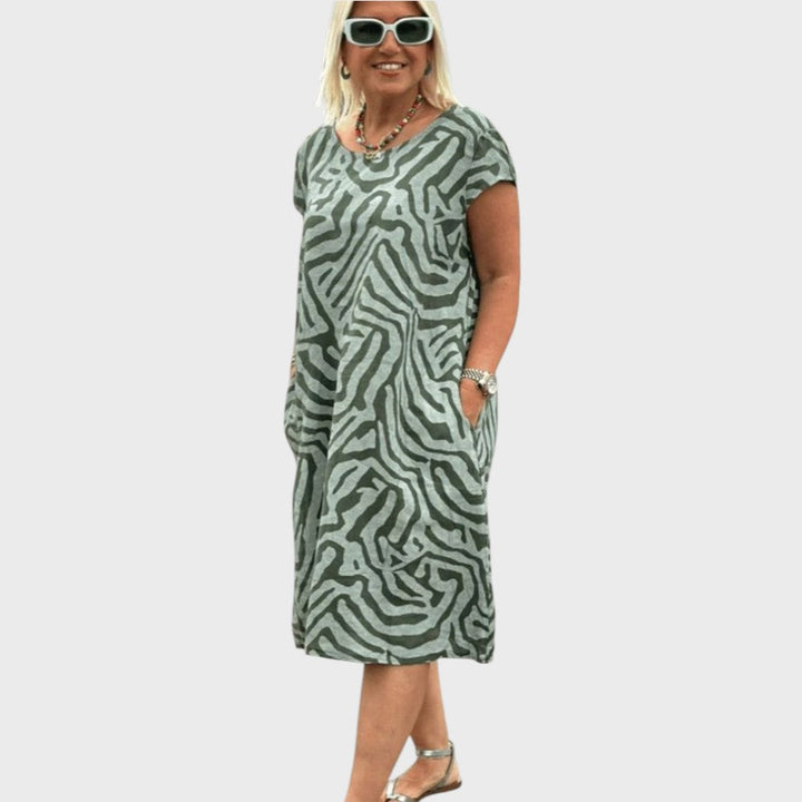 Giselle | Sommerkjole med Rund Udringning og Smukt Print