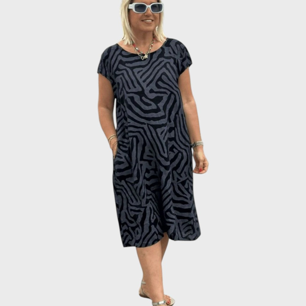 Giselle | Sommerkjole med Rund Udringning og Smukt Print