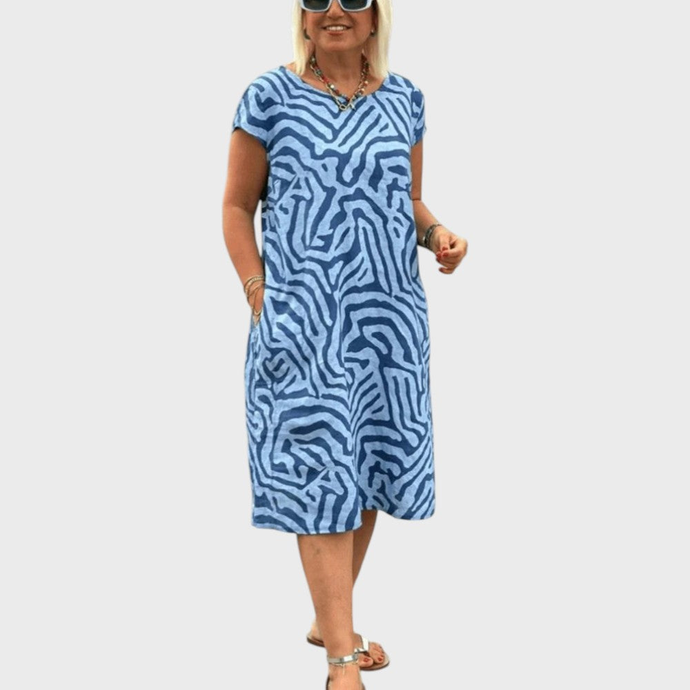 Giselle | Sommerkjole med Rund Udringning og Smukt Print